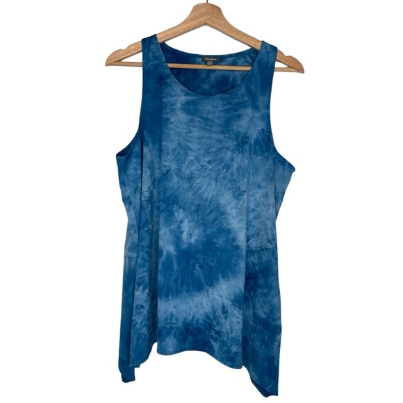 Neiman Marcus Tie Dye Blue Flowy Tank Top, Boho Chic - Size L - Picture 2 of 11